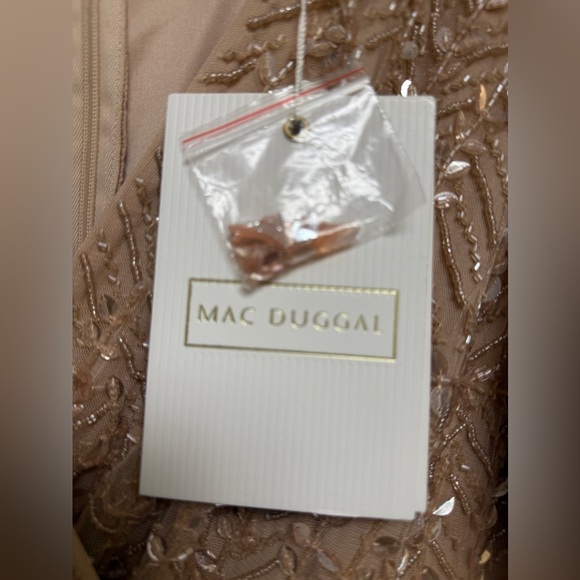 NWT | Mac Duggal 35109 Nude Pink Embellished Flutter Sleeve Gown Size 10 - Picture 5 of 13